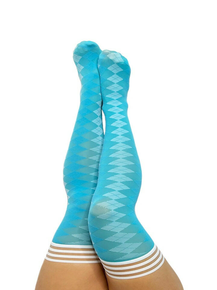 Argyle Teal Thigh High