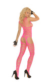 Vertical striped suspender Bodystocking- 1557