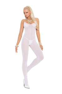 Opaque bodystocking with spaghetti straps and open crotch 1601Q