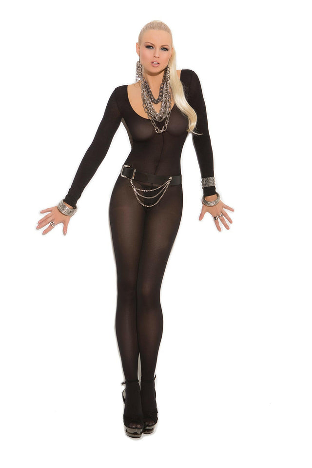 Opaque long sleeve bodystocking with open crotch 1606Q