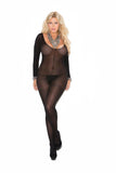 Opaque long sleeve bodystocking with open crotch 1606Q