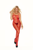 Rose lace Bodystocking with open crotch- Red 1610Q