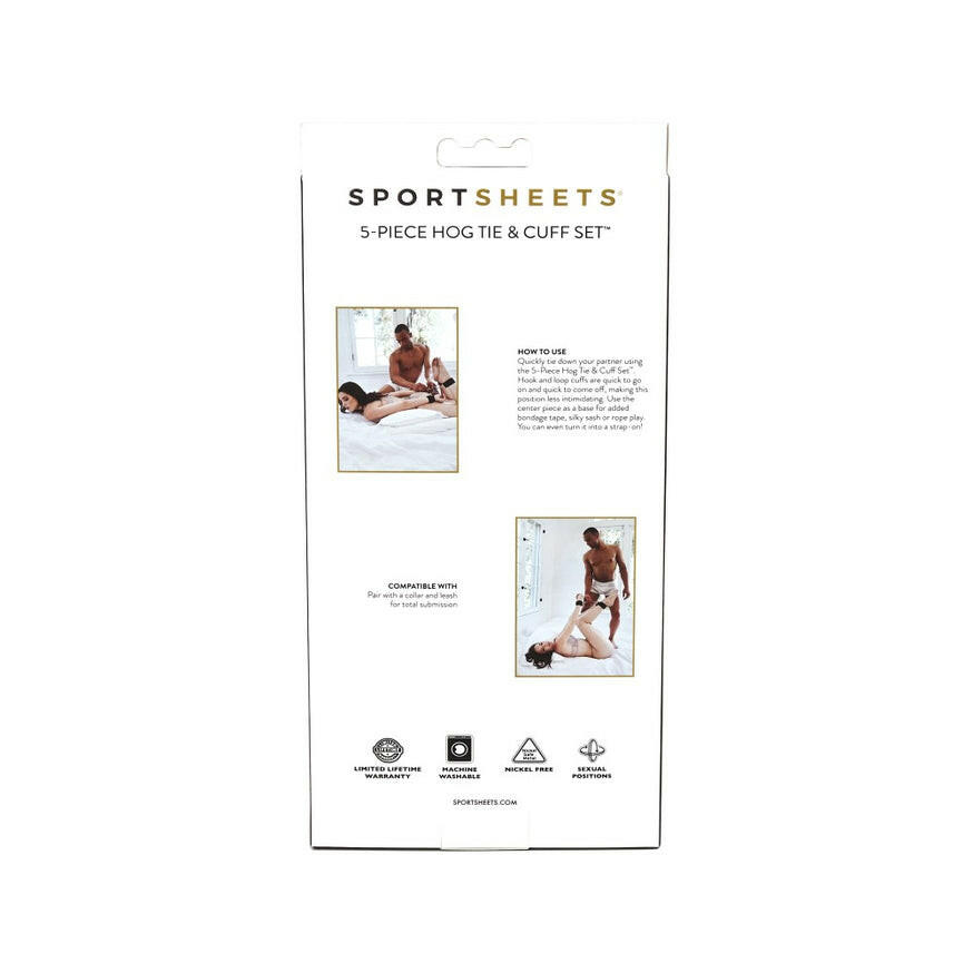 Sportsheets 5-Piece Adjustable Hog Tie & Cuff Set- Black