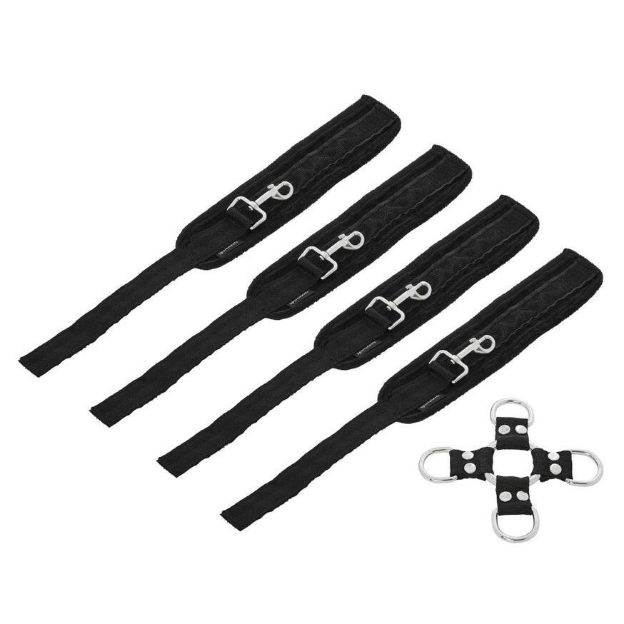 Sportsheets 5-Piece Adjustable Hog Tie & Cuff Set- Black