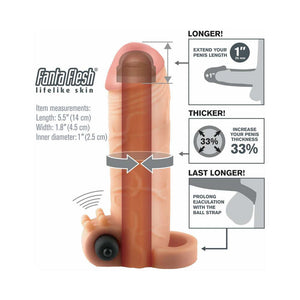 Fantasy X-tensions Vibrating Real Feel 1 in. Extension With Ball Strap- Beige