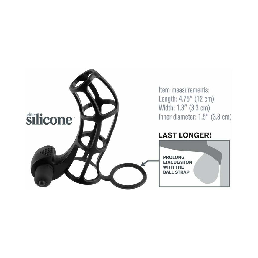 Fantasy X-tensions Vibrating Deluxe Silicone Power Cage- Black