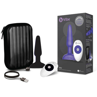 B-Vibe Trio Multispeed Waterproof Plug With Travel Case & USB Charger