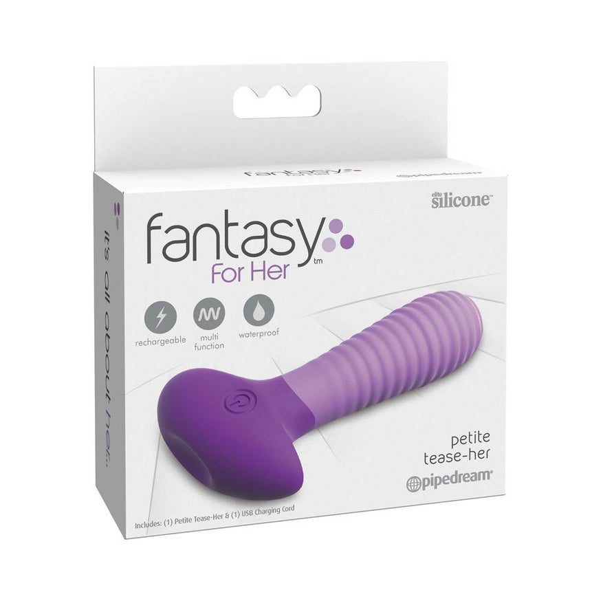 Fantasy For Her Petite Tease-Her Vibrating Ribbed Anal Plug- Purple