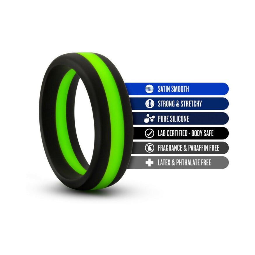 Blush Performance Silicone Go Pro Cock Ring- Black/Green/Black