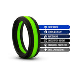 Blush Performance Silicone Go Pro Cock Ring- Black/Green/Black