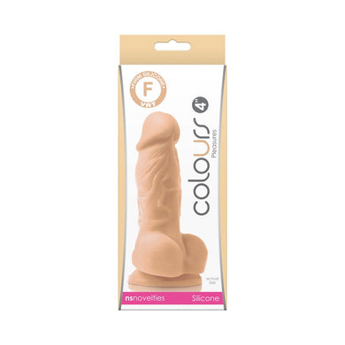 Colours Pleasures 4 in. Dildo W/ Balls- Beige