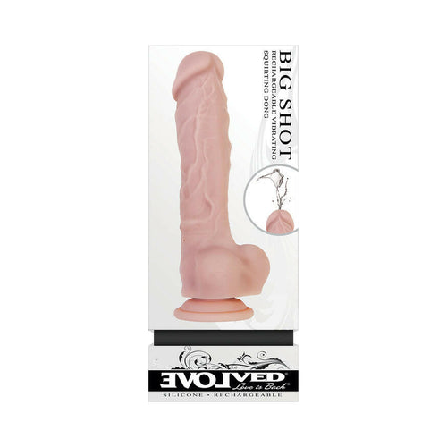 Evolved Big Shot- Vibrating 8 in. Silicone Squirting Dildo- Beige