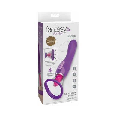 Fantasy For Her Her Ultimate Pleasure Dual-Ended Vibrator With Licking Suction- Purple