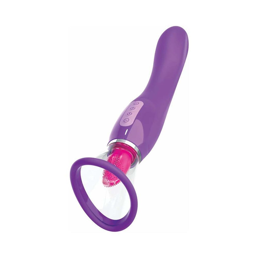 Fantasy For Her Her Ultimate Pleasure Dual-Ended Vibrator With Licking Suction- Purple