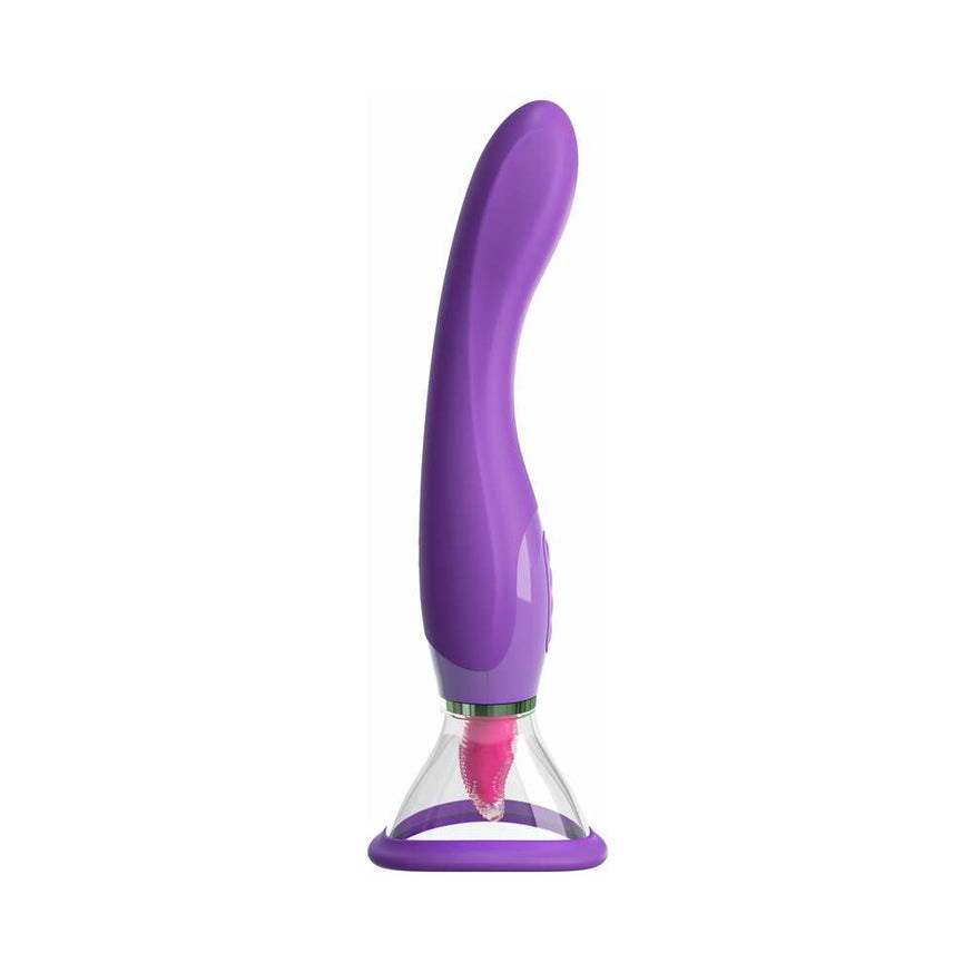 Fantasy For Her Her Ultimate Pleasure Dual-Ended Vibrator With Licking Suction- Purple