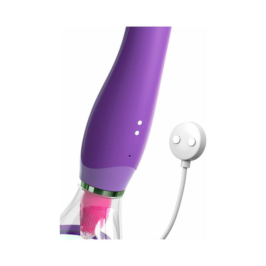 Fantasy For Her Her Ultimate Pleasure Dual-Ended Vibrator With Licking Suction- Purple