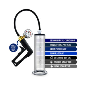 Blush Performance VX7 Vacuum Penis Pump with Brass Trigger & Pressure Gauge