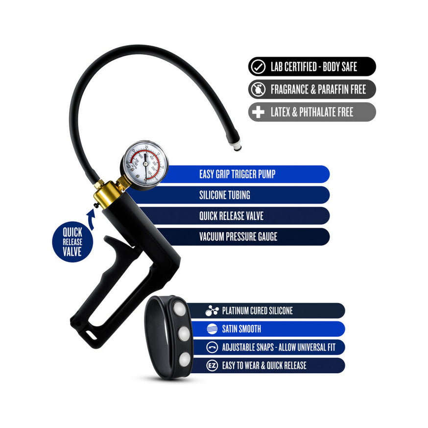 Blush Performance Gauge Pump Trigger with Silicone Tubing & Silicone Cock Strap