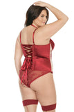 Satin & Sheer Underwired Bustier W/ Floral Applique