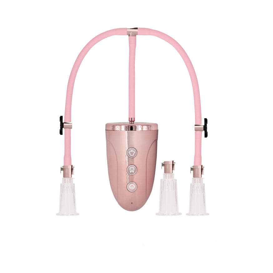 Shots Pumped Rechargeable 3-Speed Automatic Clitoral & Nipple Pumps Pink
