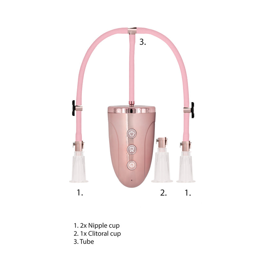 Shots Pumped Rechargeable 3-Speed Automatic Clitoral & Nipple Pumps Pink