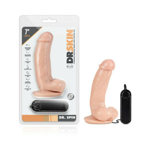 Dr. Spin 6,7,8 in. Gyrating and Vibrating Dildo- Beige