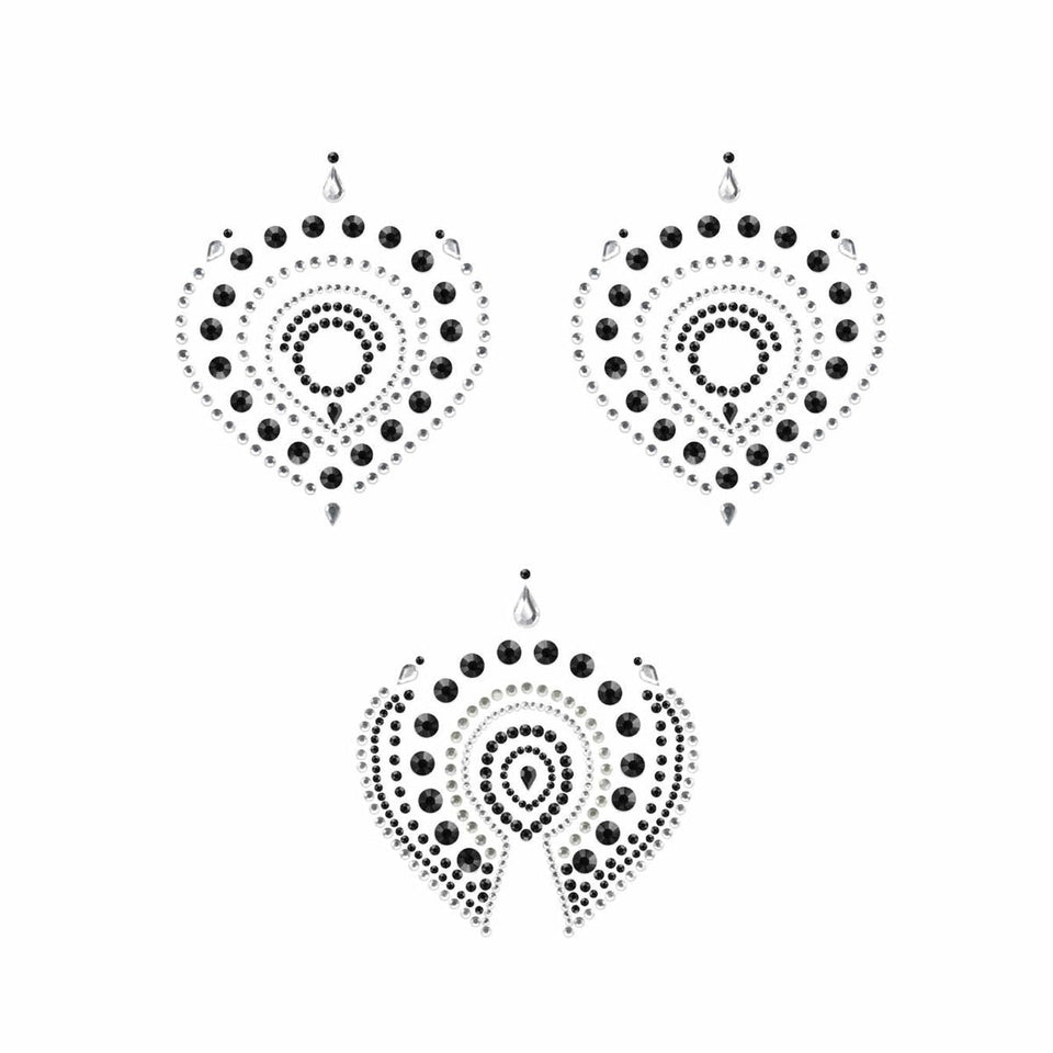Bijoux Indiscrets Flamboyant Rhinestone Body Decorations- Black/Silver