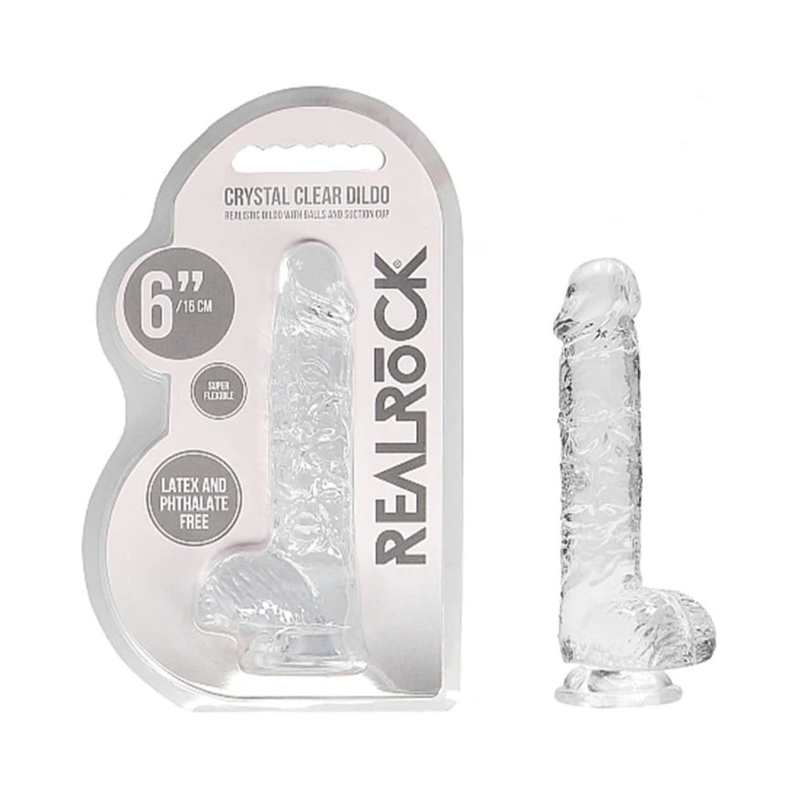 RealRock Crystal Clear Realistic Dildo With Balls- Clear