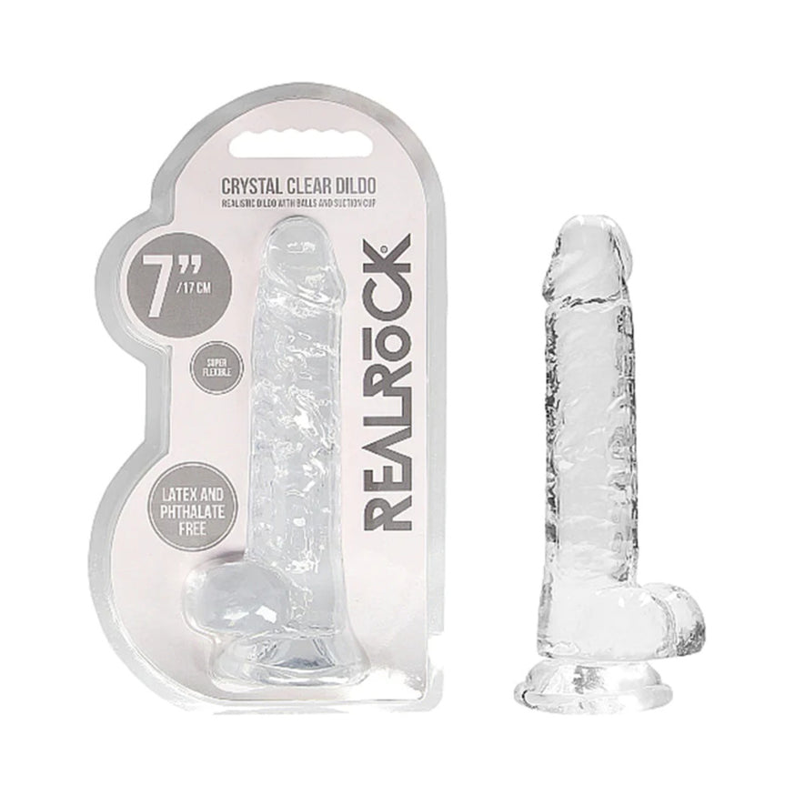RealRock Crystal Clear Realistic Dildo With Balls- Clear