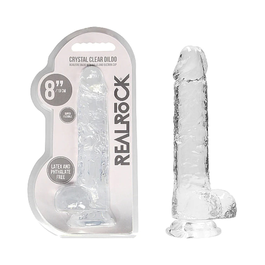 RealRock Crystal Clear Realistic Dildo With Balls- Clear