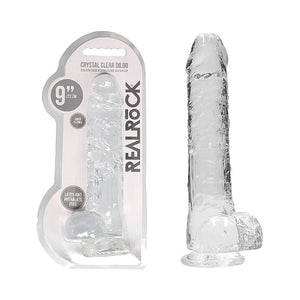 RealRock Crystal Clear Realistic Dildo With Balls- Clear