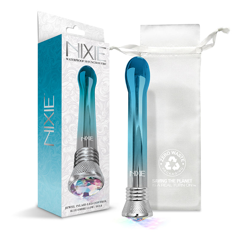 Nixie Waterproof 10-Function Vibe - Blue Ombre Glow