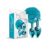 NIXIE Metal Butt Plug Set Pom Pom and Jewel-Inlaid Metallic