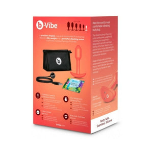 B-Vibe Vibrating Snug Plug 1 Rechargeable Weighted Plug- Orange