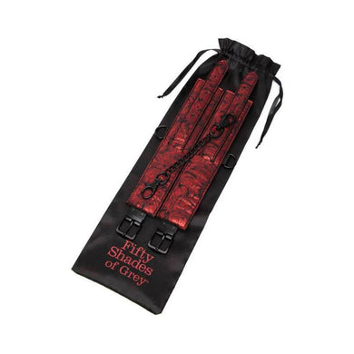 Fifty Shades of Grey Sweet Anticipation Faux Leather Adjustable Reversible Wrist Cuffs Red/Black