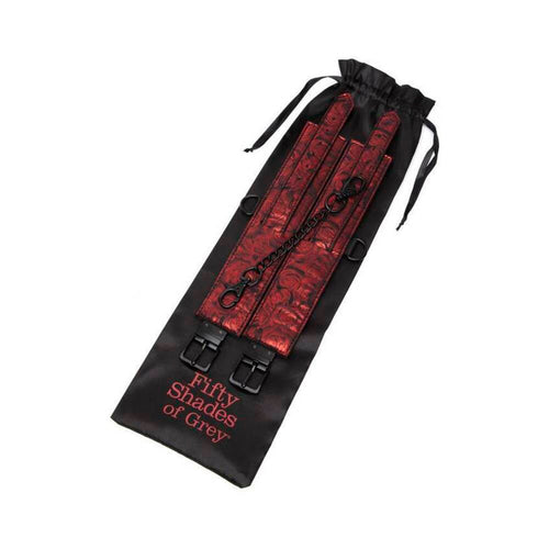 Fifty Shades of Grey Sweet Anticipation Faux Leather Adjustable Reversible Wrist Cuffs Red/Black