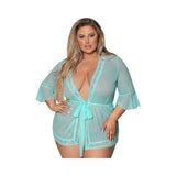 Magic Silk Seabreeze Robe With Lace Trim- Turquoise