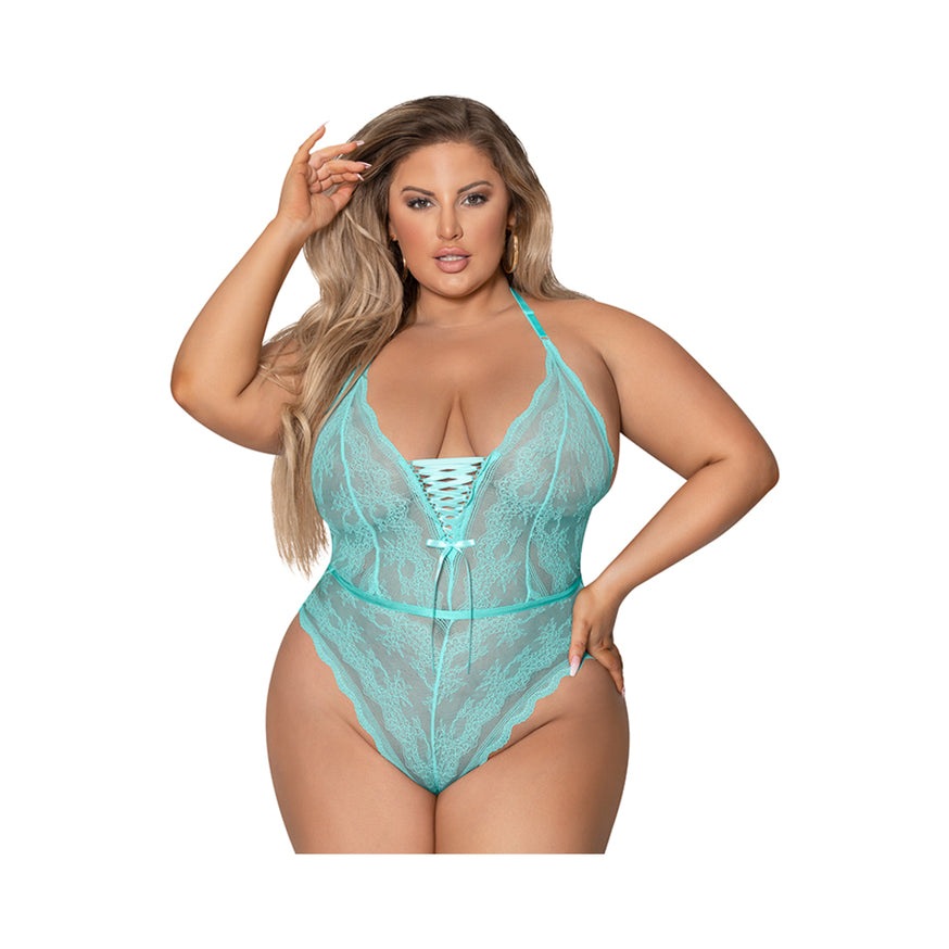 Magic Silk Seabreeze Teddy With Snap Crotch- Turquoise