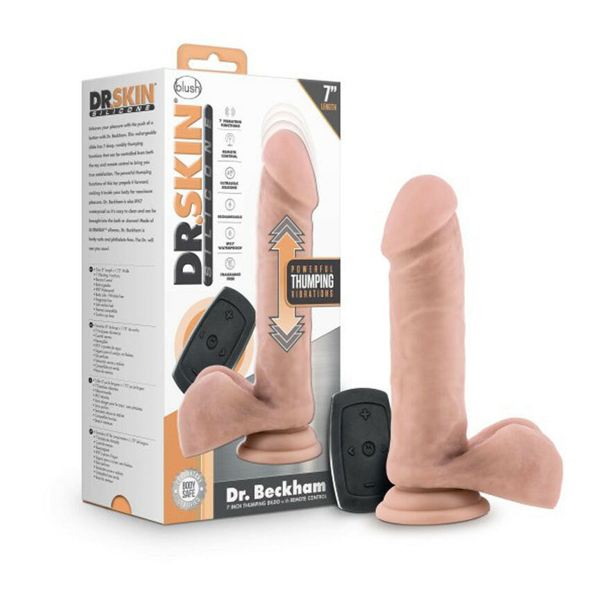 Dr. Beckham 7in Thumping Dildo- Beige