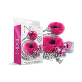 Nixie Metal Butt Plug & Furry Handcuff Set Metallic