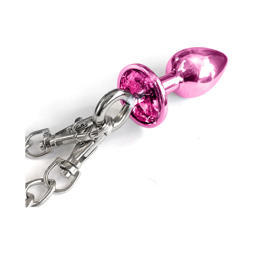 Nixie Metal Butt Plug & Furry Handcuff Set Metallic