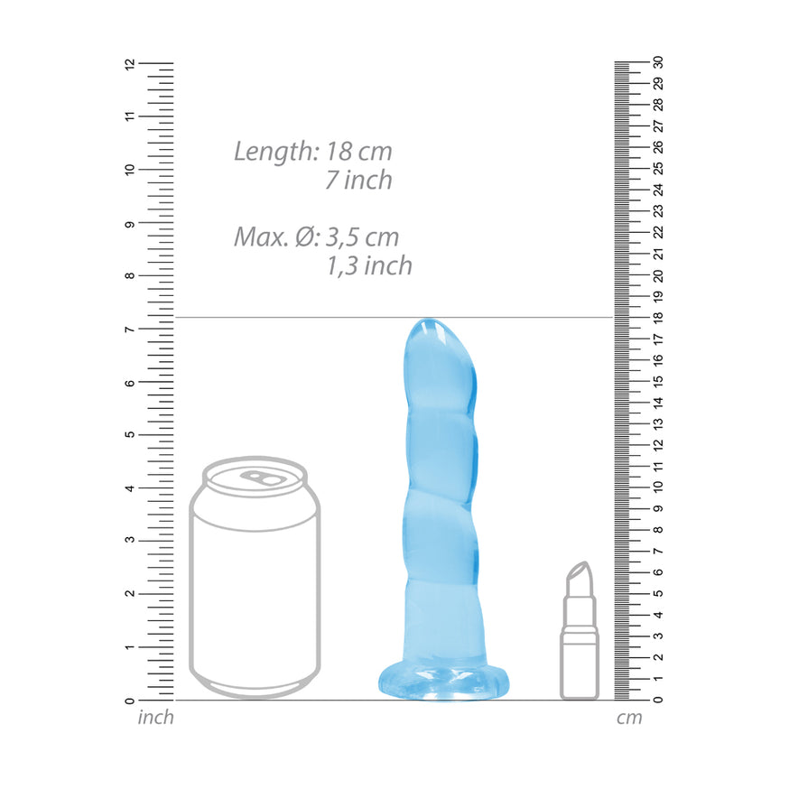 RealRock Crystal Clear Non-Realistic 7in Twisted Dildo
