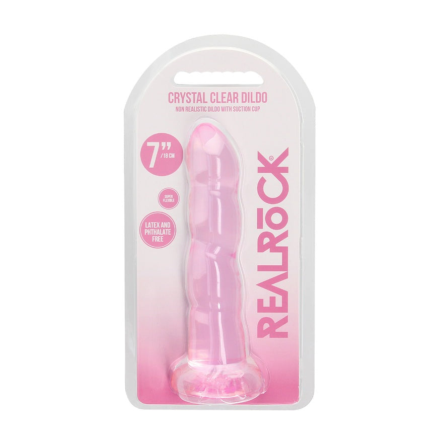 RealRock Crystal Clear Non-Realistic 7in Twisted Dildo