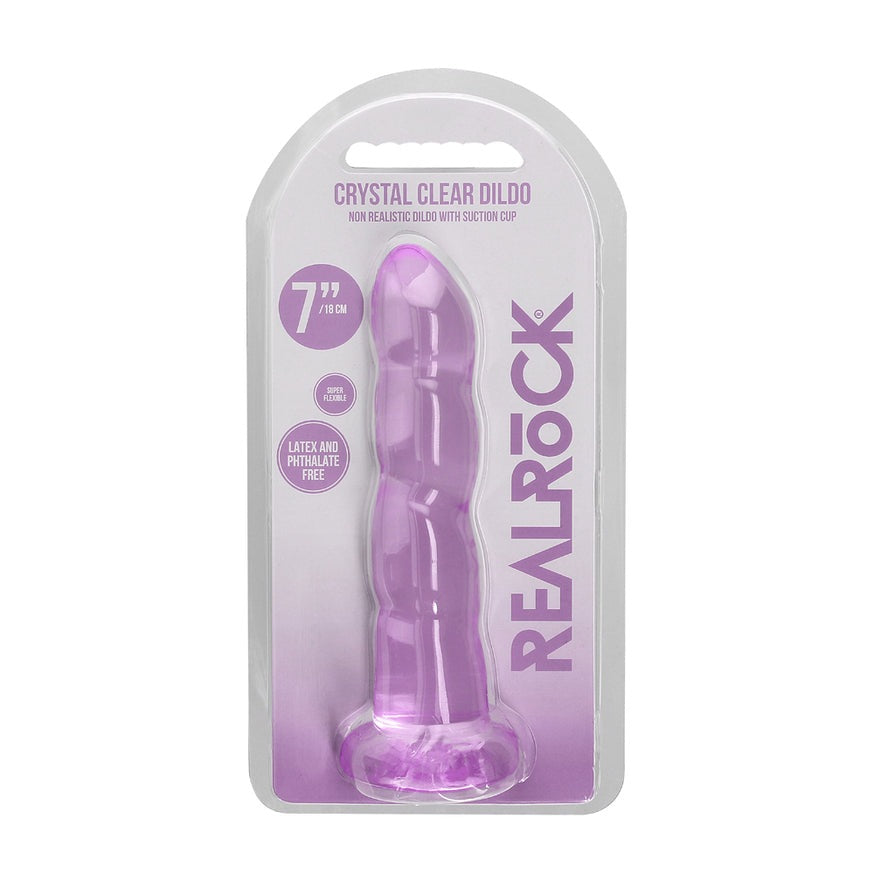 RealRock Crystal Clear Non-Realistic 7in Twisted Dildo