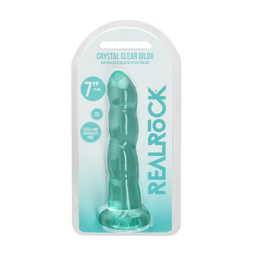 RealRock Crystal Clear Non-Realistic 7in Twisted Dildo
