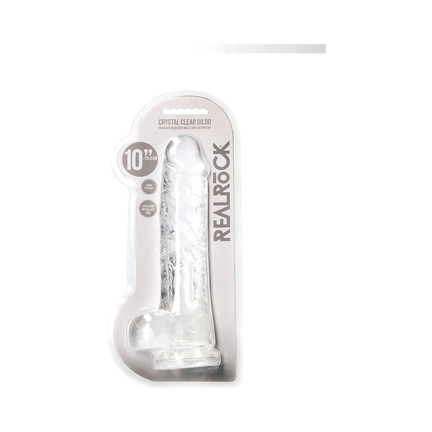 RealRock Crystal Clear Realistic Dildo With Balls- Clear