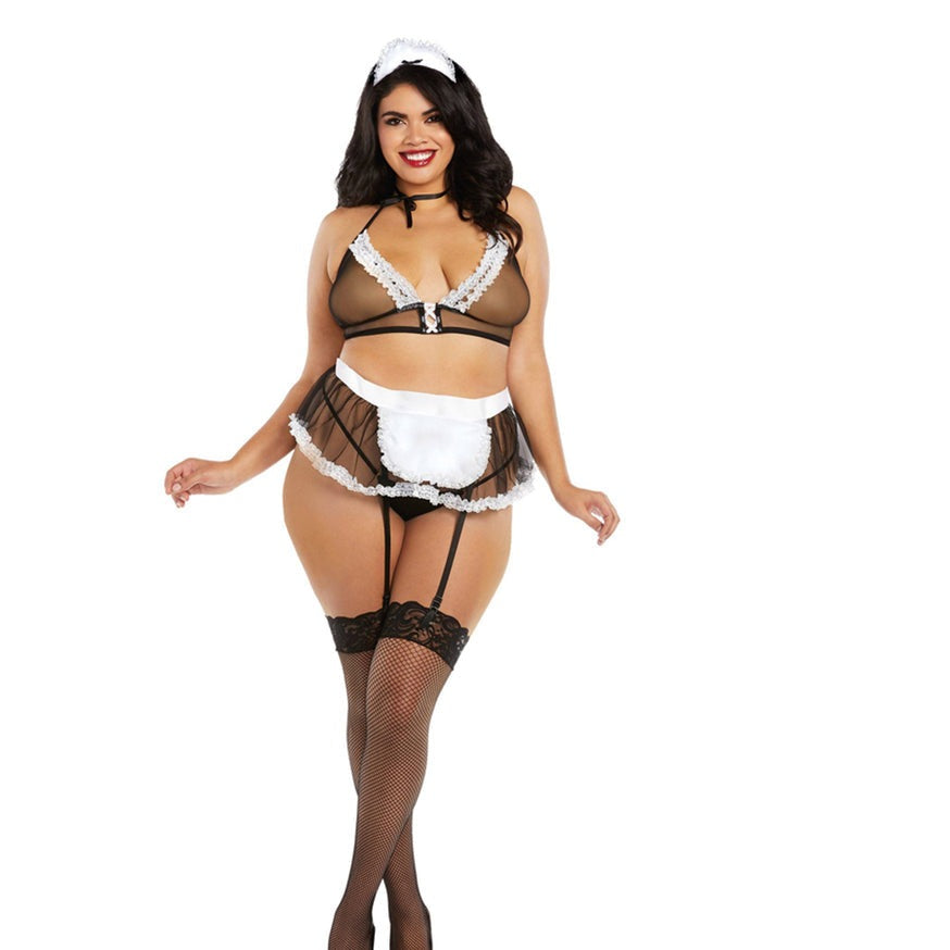 Dreamgirl Very Sheer Mesh Maid-Themed Bedroom Costume