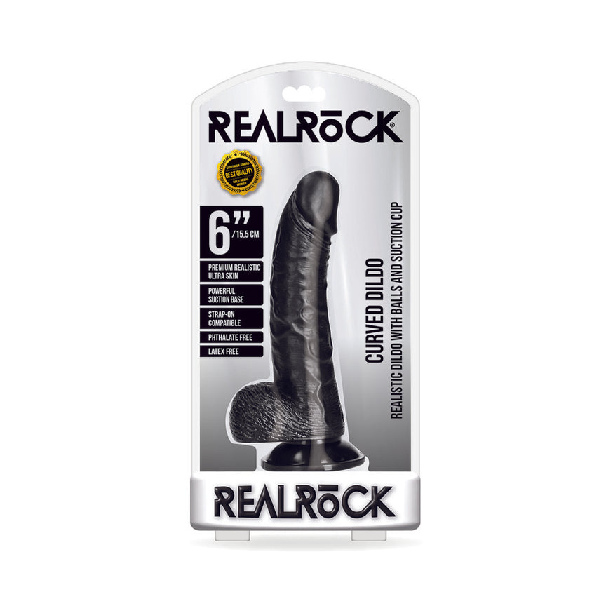 RealRock Realistic Curved Dildo- With Balls