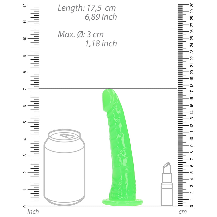 RealRock GITD Slim Dildo- Neon Green