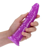 RealRock GITD Slim Dildo- Neon Purple